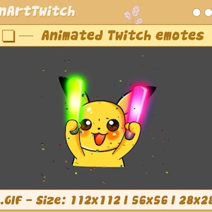 Geanimeerde Twitch-emote Pikachu juichen, schattige Pokemon Twitch-emotes, schattige emotes voor YouTube, onenigheid