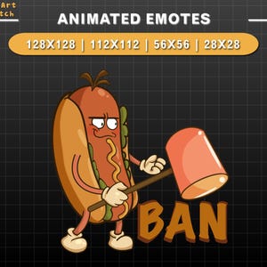 Hot Dog BAN Animated Twitch Emote, Funny Emote for Streamers, YouTubers & Discord