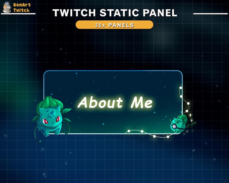 Bulbasaur animerat Twitch-överläggspaket, mysigt Lofi-spelskrivbordsströmpaket, söt Pokémon-Twitch-layout för streamers bild 10