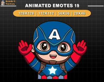 Animated Twitch Emote Captain America Hi, Cute Twitch Emotes, Kawaii Emotes For Youtube, Discord