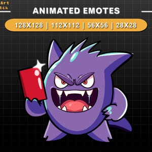Carton rouge Gengar animé pour Twitch, Emotes Pokémon Twitch mignons, Emotes mignons pour Youtube, Discord
