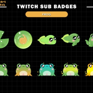 Cute Frog Twitch Sub Badges, Frog Twitch Sub Badges  for Streamers, YouTubers & Discord