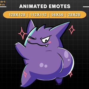 Gesto animado de Twitch: Gengar bailando, lindos gestos de Twitch de Pokémon, lindos gestos para YouTube, Discord