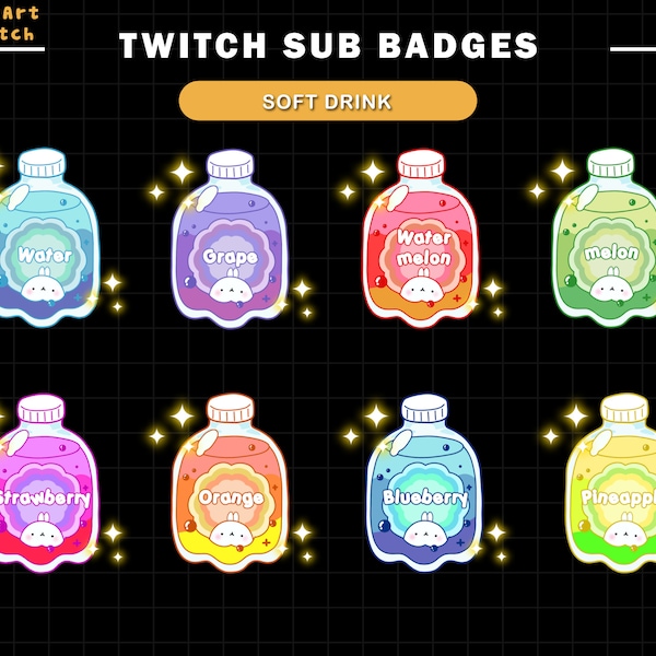 Soft Drink Twitch Sub Badges, Fruit JuiceTwitch Sub Badges, Cute Emotes Ready To Use for Twitch Chat Emotes Discord