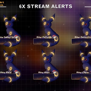 6x Chibi Umbreon Twitch Alert– Animated Eevee Stream Alert, Twitch Overlay, Stream Overlay