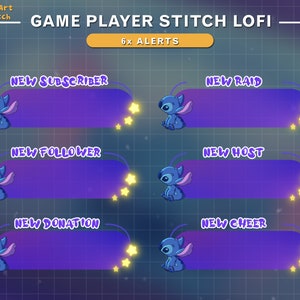 Animated Twitch Alerts Cute Stitch, Stitch Stream Alerts, Stitch Twitch Overlay for Streamer, Vtuber