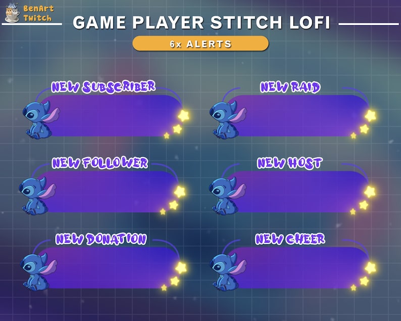 Animated Twitch Alerts Cute Stitch, Stitch Stream Alerts, Stitch Twitch
