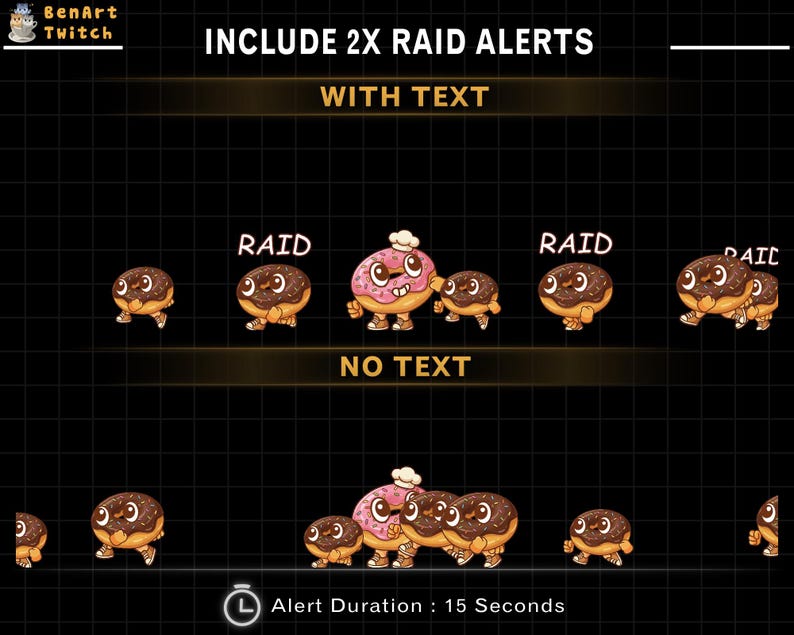 Animated Donut Running Twitch Raid Alert, Donut Twitch Emotes for ...
