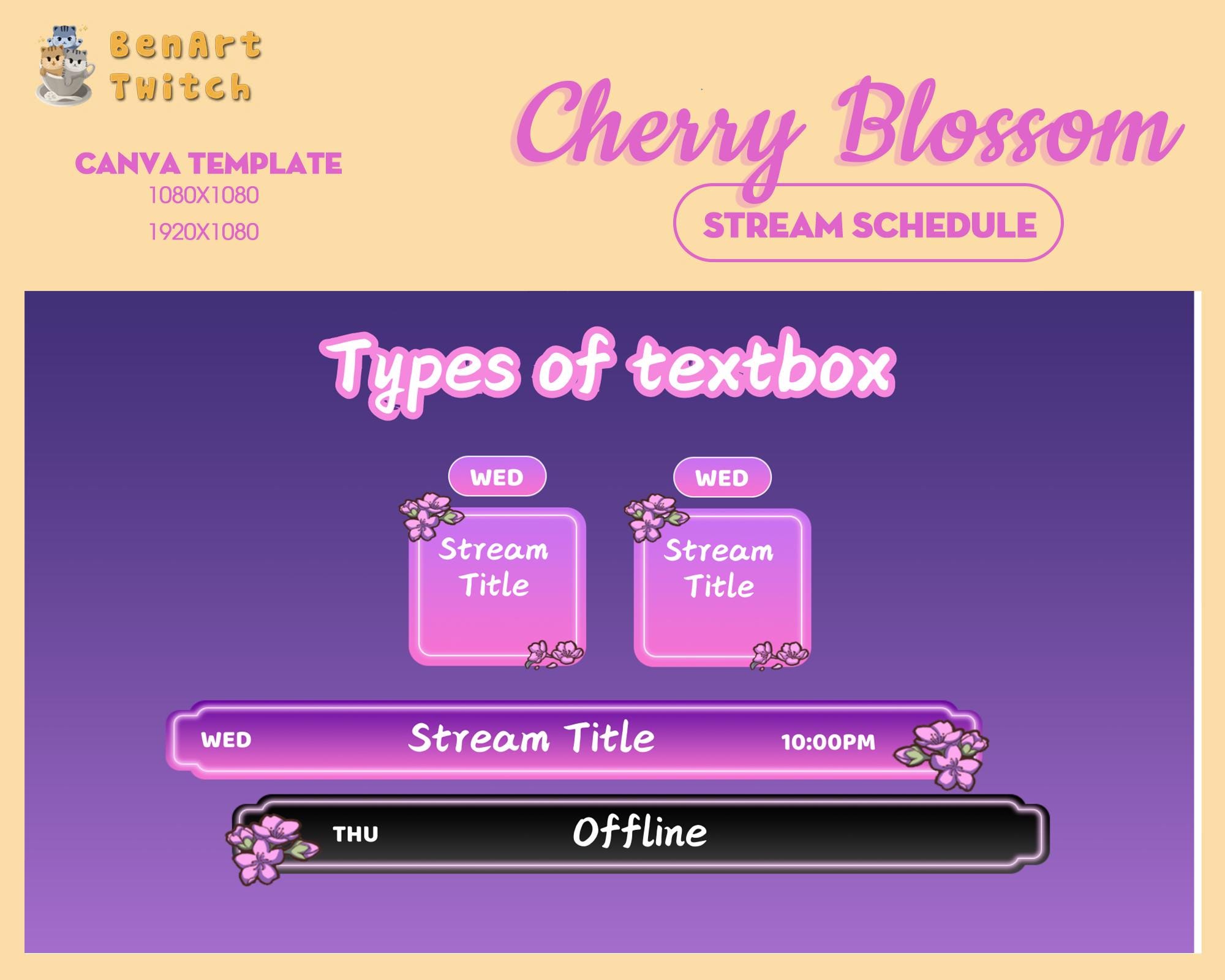 Cherry Blossom Theme Stream Schedule for Sakura Twitch Overlay, Sakura ...