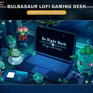 Bulbasaur animerat Twitch-överläggspaket, mysigt Lofi-spelskrivbordsströmpaket, söt Pokémon-Twitch-layout för streamers bild 13