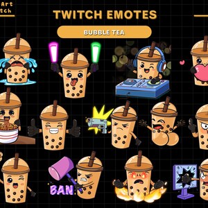 Boba Tea Twitch Emote, Funny Milk Tea Emote for Streamers, YouTubers & Discord