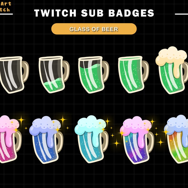 Beer Cups Twitch Sub Badges, Kawaii Twitch Sub Badges, Cute Emotes Ready To Use for Twitch Chat Emotes Discord
