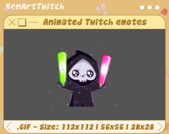 Animated Twitch Emote Cute Reaper Cheering, Halloween Twitch Emotes, Cute Emotes For Youtube, Discord