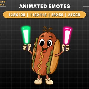 Hot Dog Cheering Animated Twitch Emote, Funny Emote for Streamers, YouTubers & Discord