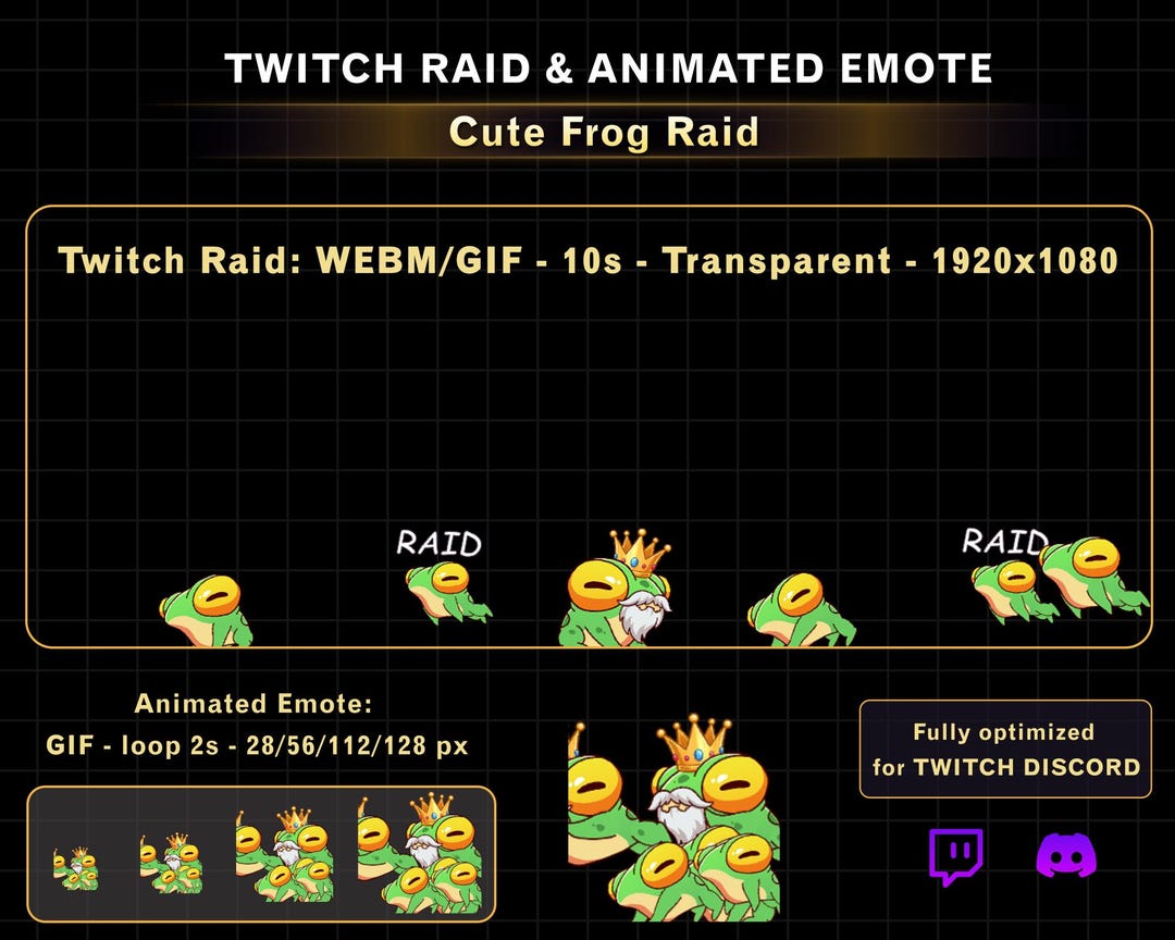 Animated Cute Frog Twitch Raid Alert, Frog Twitch Emotes for Streamers ...