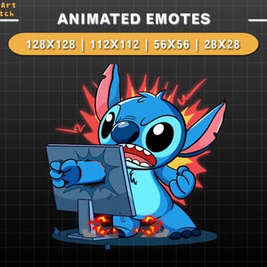 Emote Animate Twitch Stitch Smash Computer, Emote Twitch Stitch, Emote Carine Per Youtube, Discord