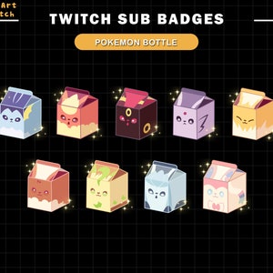 Pokemon Milk Box Twitch Sub-badges, schattige Pokemon Sub-badges voor streamers, YouTubers en Discord