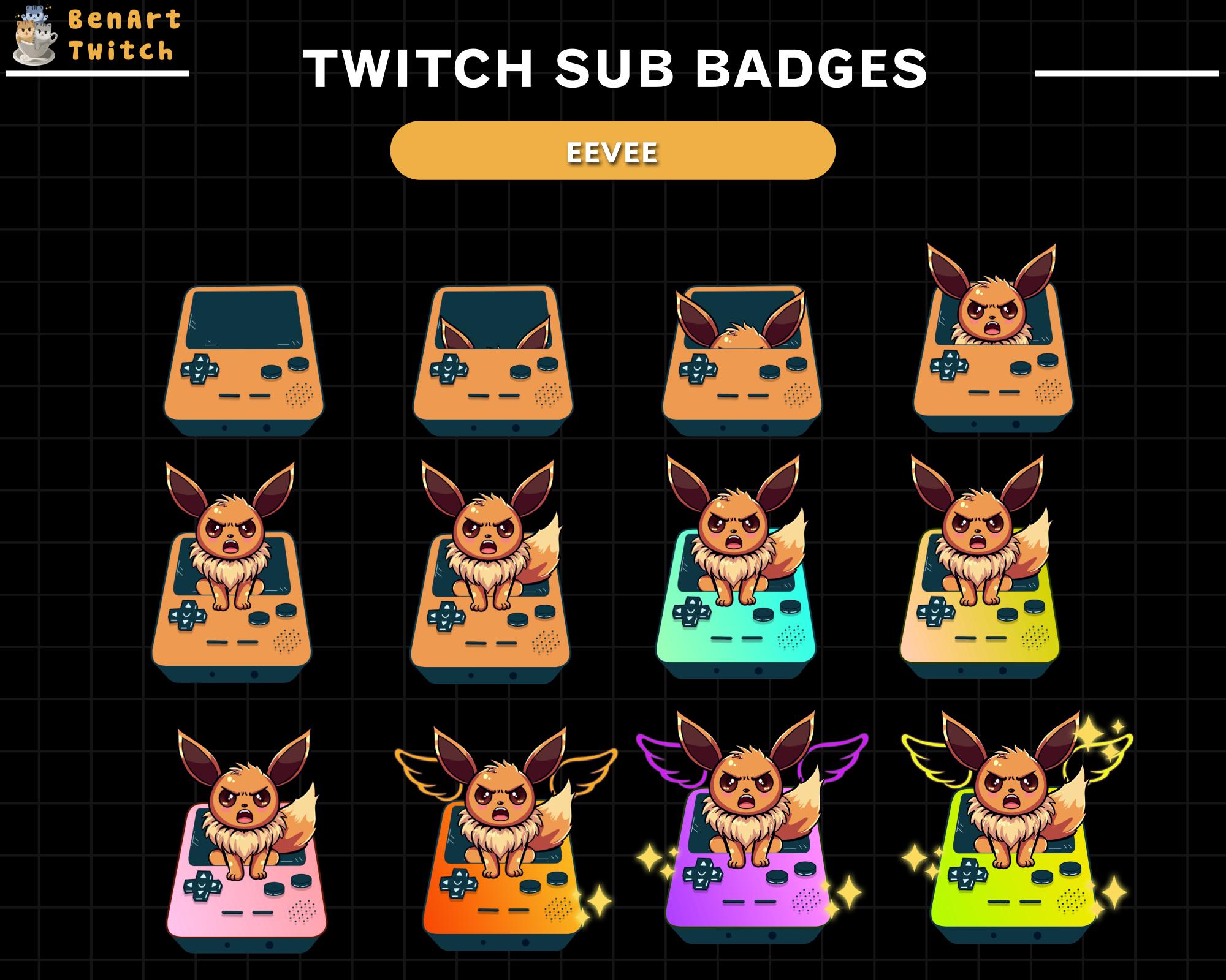 Eevee Game Controller Twitch Sub Badges, Pokemon Twitch Badges, Ready ...