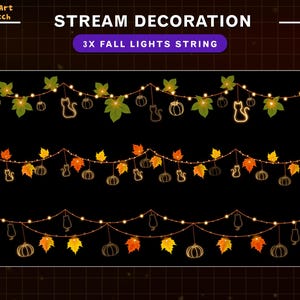 3x animierte Neon Katzen Lichterkette Strom Dekoration, Herbst Lichterkette, Twitch Dekoration mit Ahorn, Blättern, Kürbis ...