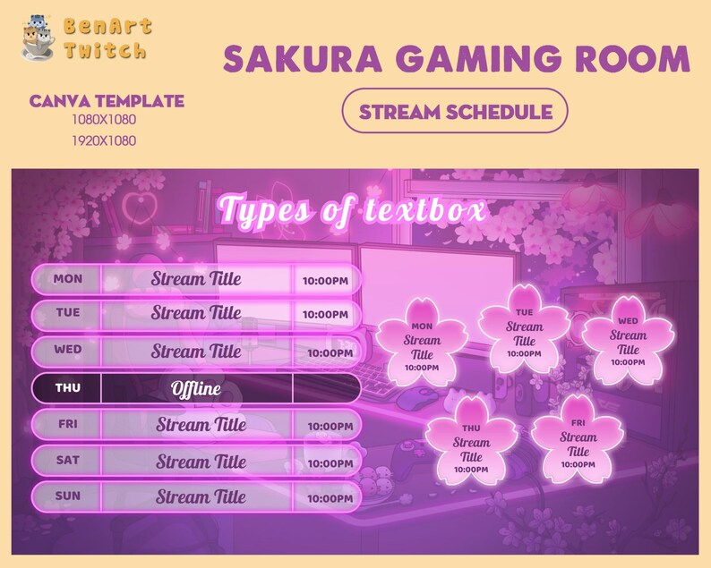 Gaming Room Sakura Stream Schedule for Cherry Blossom Twitch Overlay ...