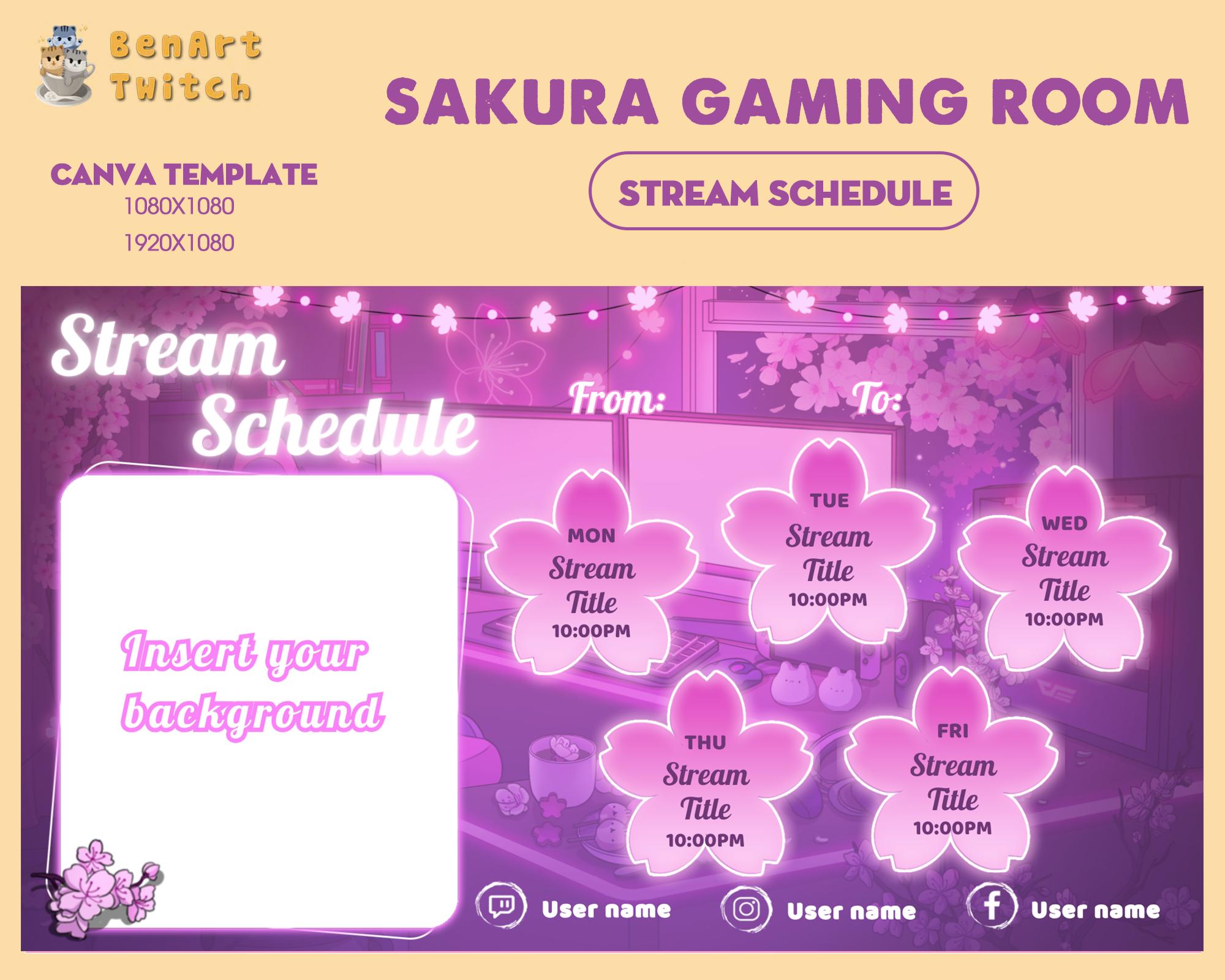 Gaming Room Sakura Stream Schedule for Cherry Blossom Twitch Overlay ...