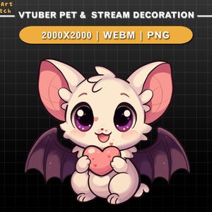 Cute Bat Vtuber Pet Overlay, Animated Twitch Stream Decoration