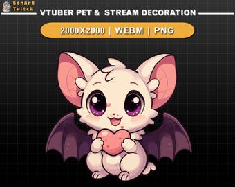 Cute Bat Vtuber Pet Overlay, Animated Twitch Stream Decoration