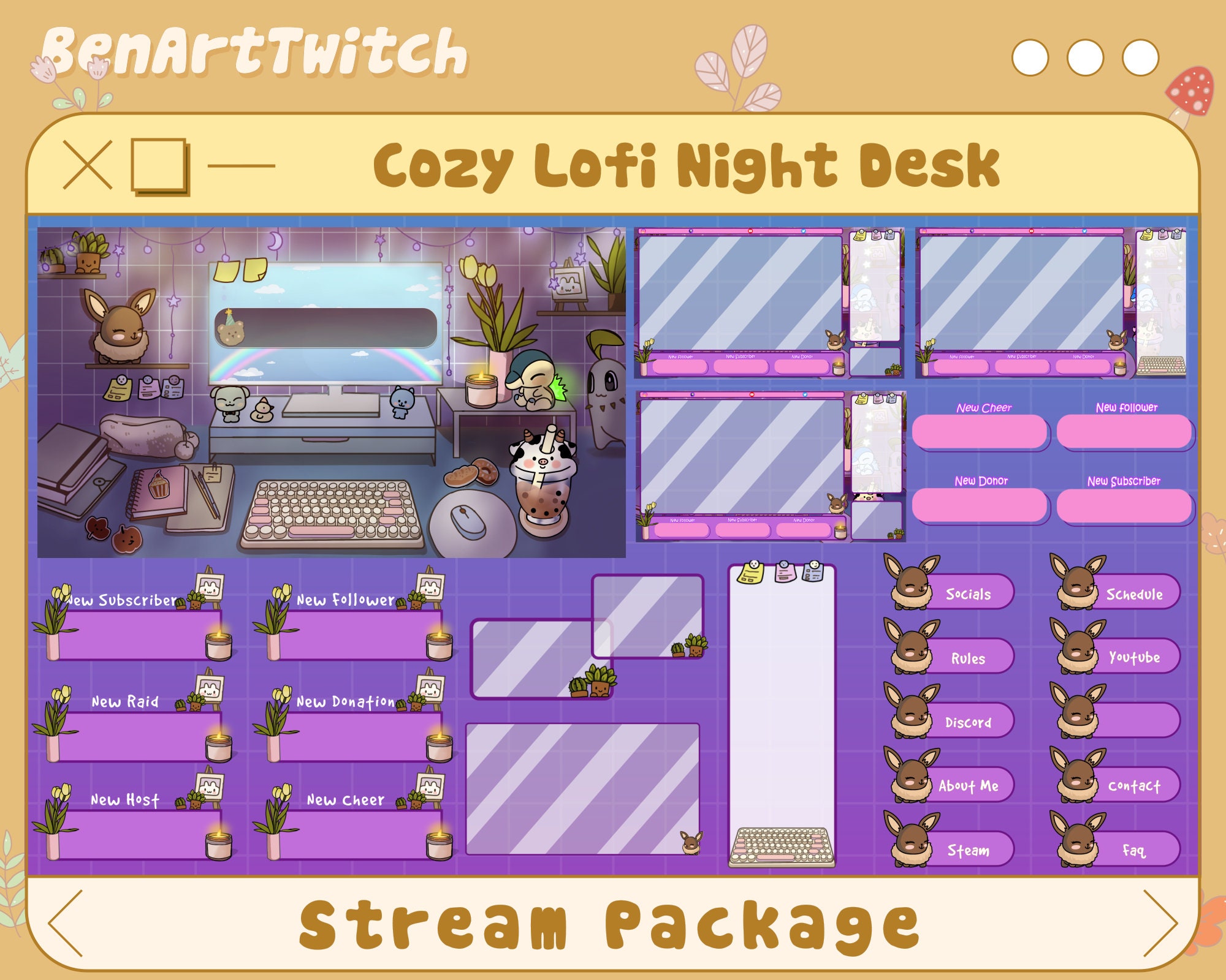 Animated Stream Bundle Cozy Lo-fi Desk, Animated Stream Package ...