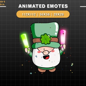Animated Twitch Emote Saint Patrick Cheering, Patrick Day&#39;s Twitch Emotes For Youtube, Discord, Clover Twitch Overlay