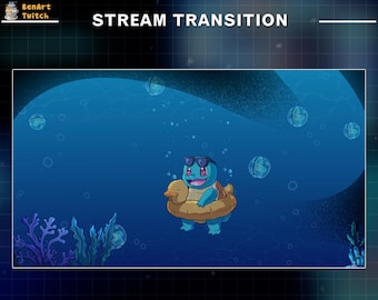 Transición de Squirtle lindo bajo la corriente del océano, transición de Squirtle Twitch