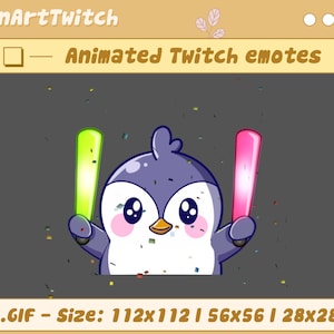 Animated Twitch Emote Penguin Cheering, Cute Penguin Twitch Emotes, Cute Emotes For Youtube, Discord