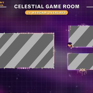 3x geanimeerde webcam-overlay webcamranden sterrenstelsel, ster, maan, celestial Twitch