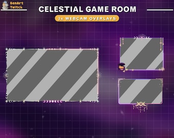 3x Animated Webcam Overlay Galaxy, Star, Moon, Celestial Twitch Webcam Borders