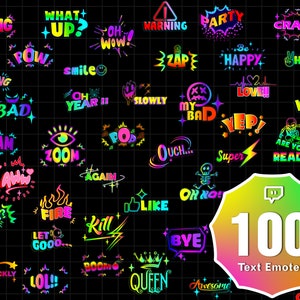100x Twitch Text Emotes Pack,  Discord Text Emotes, Cute Ready To Use for Twitch Chat Emotes