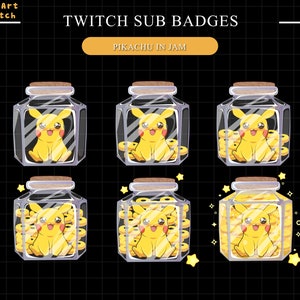 Pikachu in Jam Twitch Sub Badges, Pikachu Sub Badges for Streamers, YouTubers & Discord