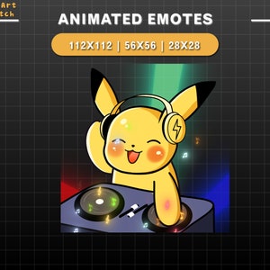 Geanimeerde Twitch Emote Pikachu DJ, Pokemon Dancing Twitch Emotes, Leuke Emotes voor YouTube, Discord