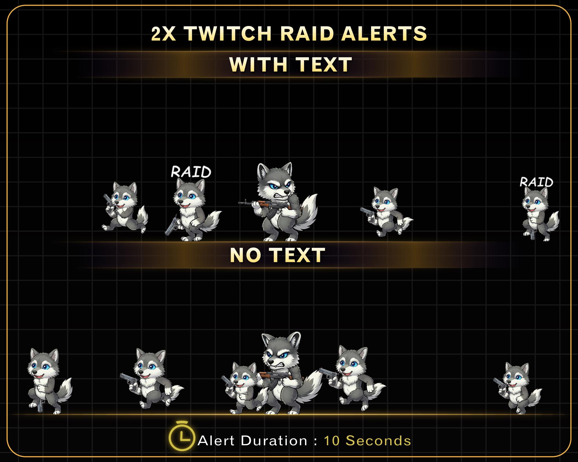 Animated Cool Wolf Twitch Raid Alert, Wolf Twitch Emotes for Streamers ...