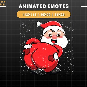 Emote Twitch animate Babbo Natale divertente, emoticon Twitch carine di Natale, emote carine per Youtube, Discord