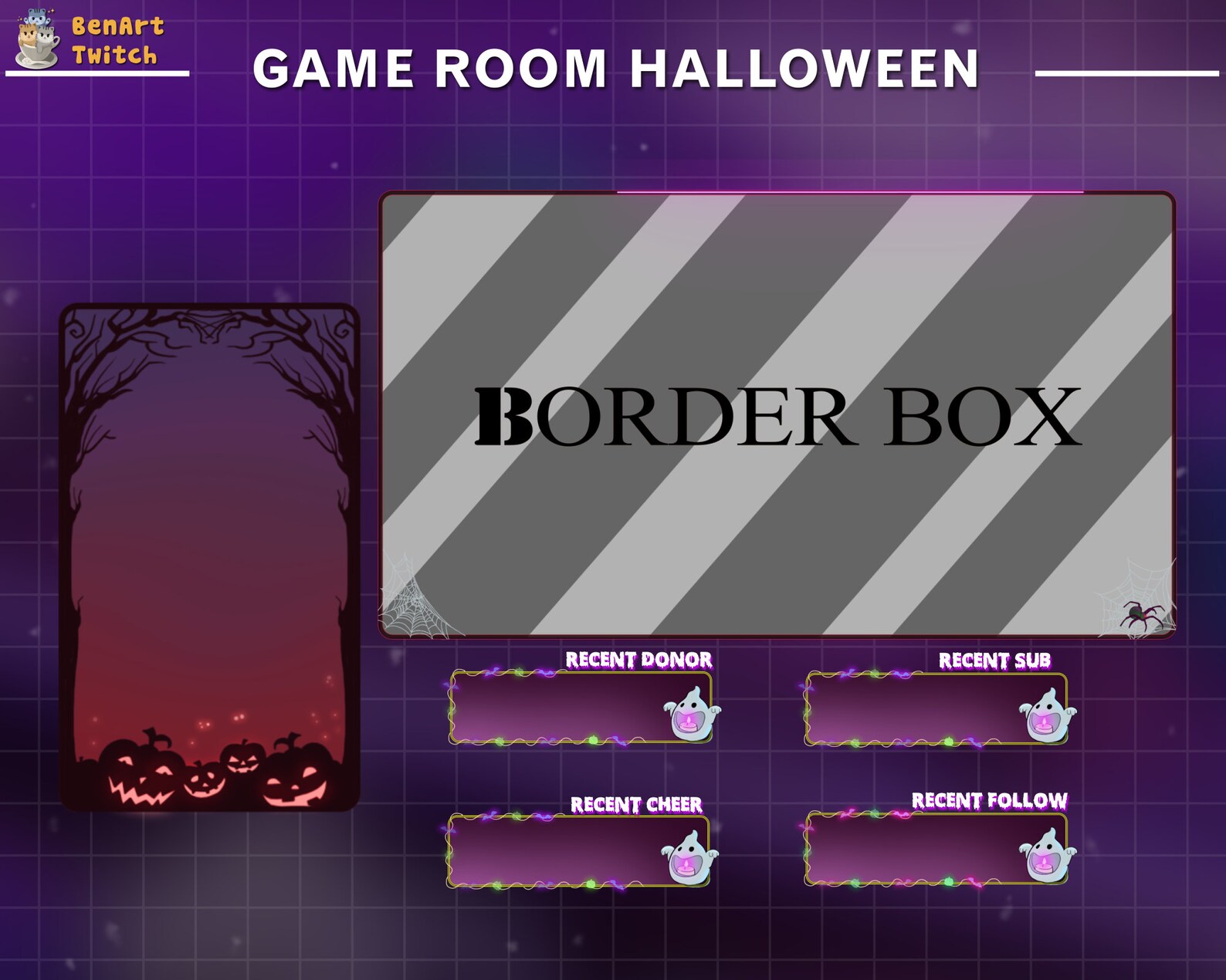 Overlay Helper Animated Twitch Overlay Halloween Game Room Purple, Animated Stream ...