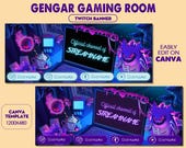 Halloween Gengar Lo-fi Desk Twitch Banner Template, Spooky Stream Header, Gengar Stream Overlay