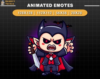 アニメーション Twitch エモート かわいいドラキュラ、ハロウィーン Twitch エモート、Youtube、Discord 用のかわいいエモート