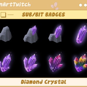 Purple Crystal Twitch Sub Badges, Gem Stone Bit Badges, Ready To Use for Twitch, Discord