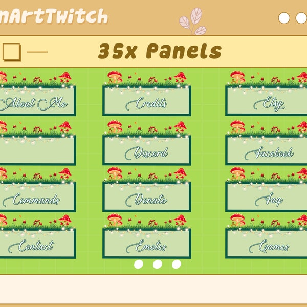Mushroom Twitch Panels Pack, Designs Cute Panels for Twitch Profile - Discord - Yotube