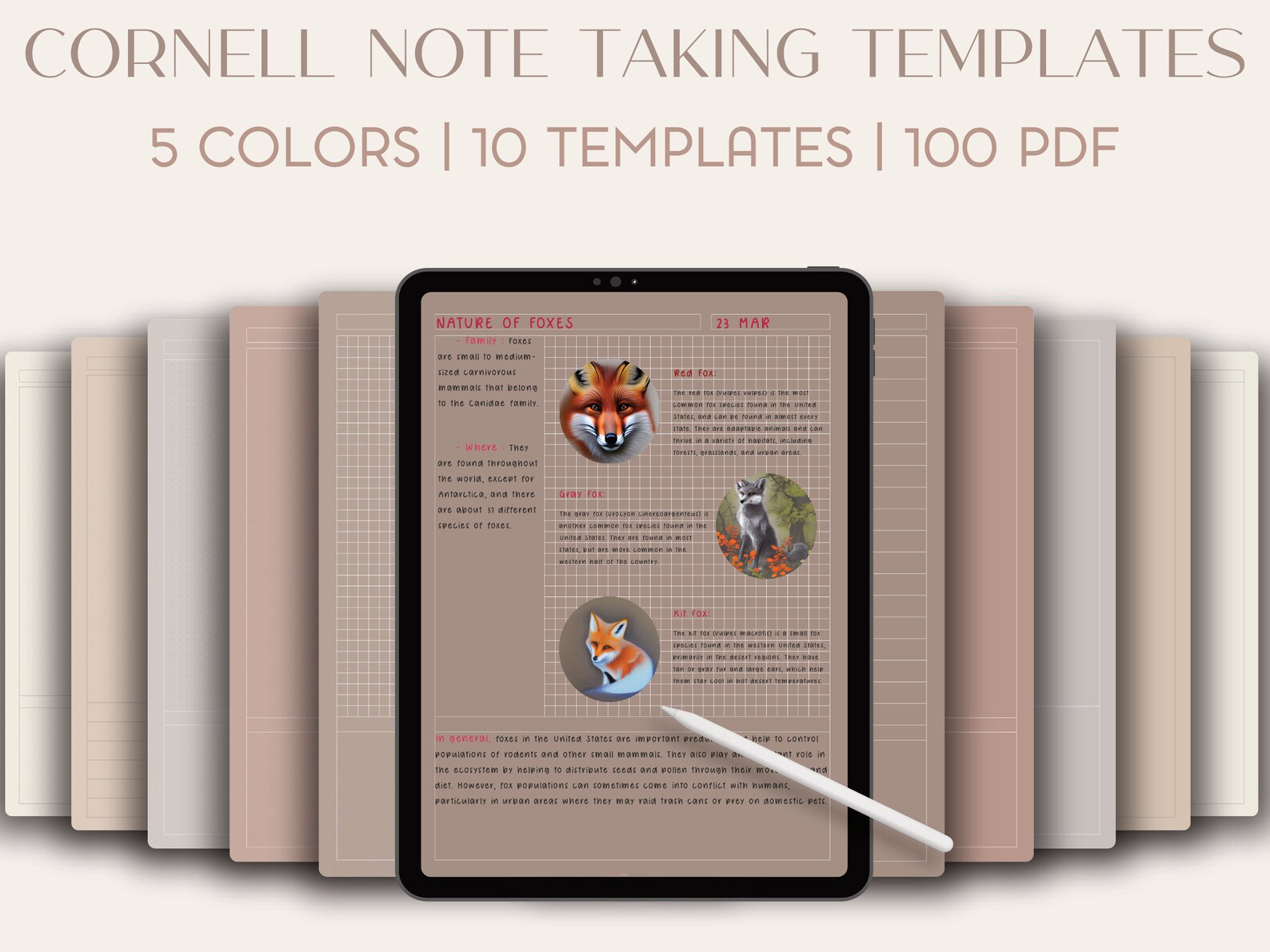 Aesthetic Digital Note Taking Template Cornell Digital Note Etsy