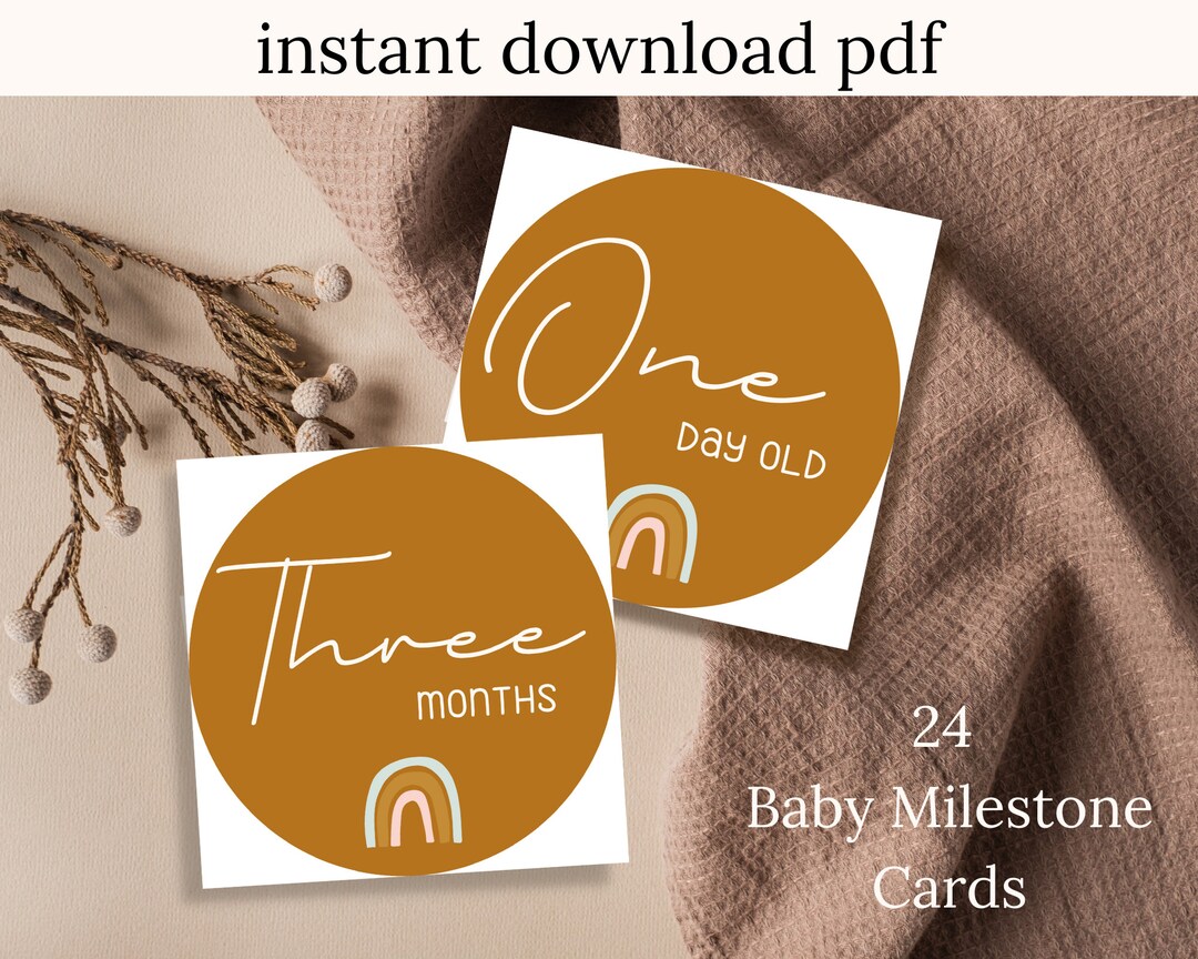 Baby Milestone Cards | DIY Printable Download | Square Neutral Boho ...