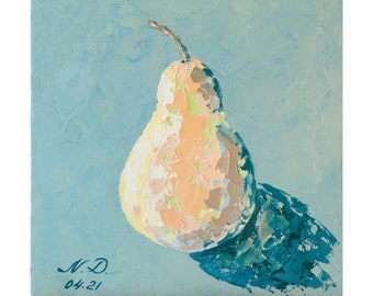 Impression d'art fruit peinture poire à partir de peinture à l'huile originale art mural cuisine décoration de cuisine impression d'art cuisine poires par MikashArt