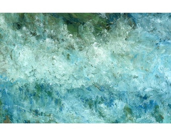Ocean Abstract Painting Seascape Art Print From Original Oil Painting Ocean Art Abstract Art Ocean Wall Art Sage Green by MikashArt