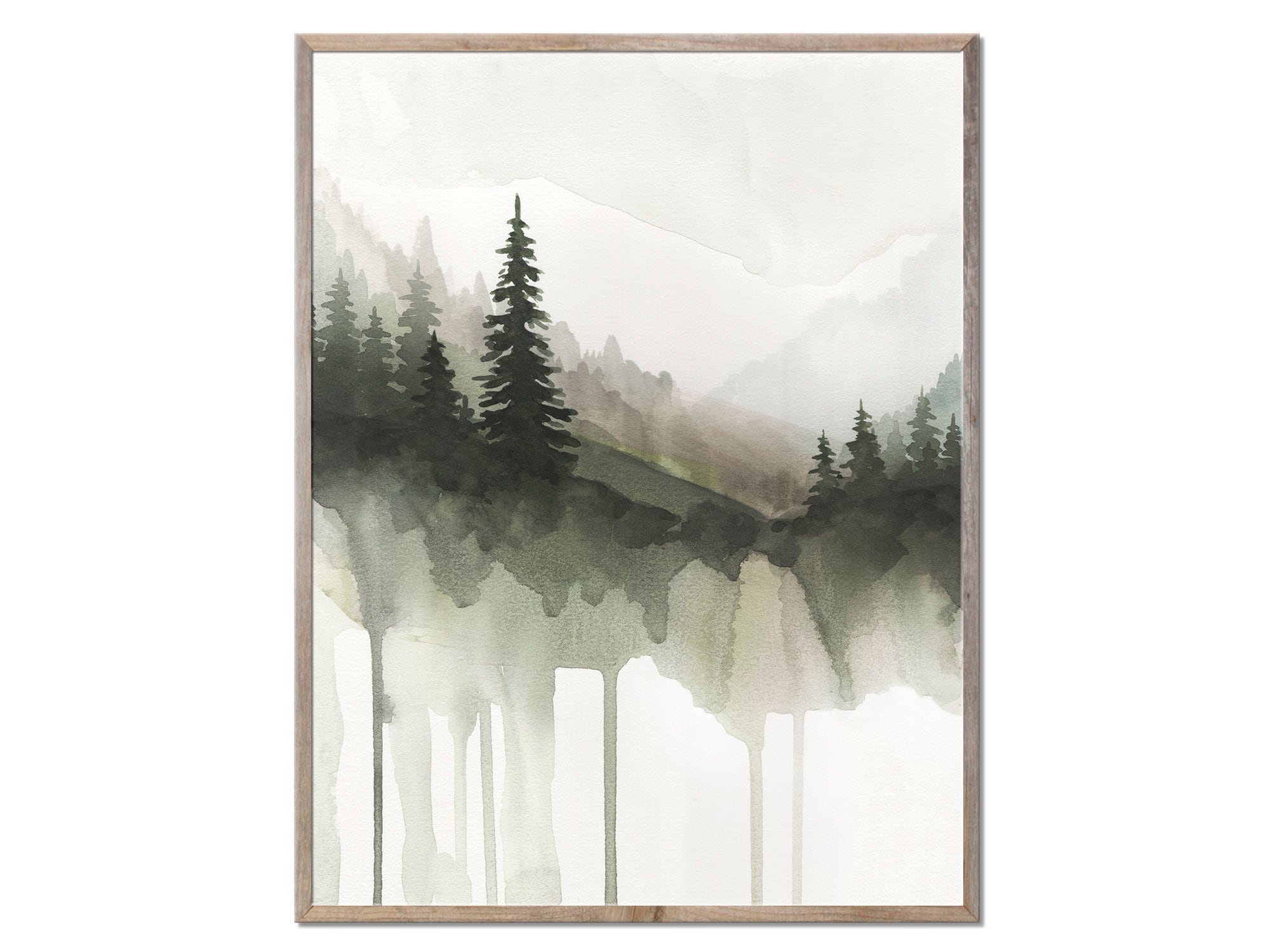 Mountain Forest Art Print Pine Trees Watercolor Painting Evergreen ...