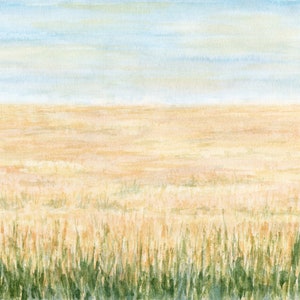 Wheat Fields Autumn Painting Landscape Art Print Minimalist Wall Art Farmhouse Decor Wheat Fields Wall Art Rustic Kitchen Art by MikashArt