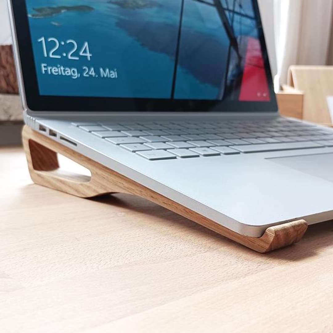 Laptop Stand | Ergonomic Working | Solid Oak | Desk Riser | Oak Laptop ...